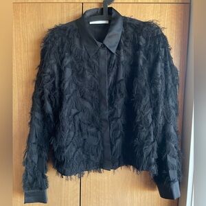 Black Feathered Women's Blouse